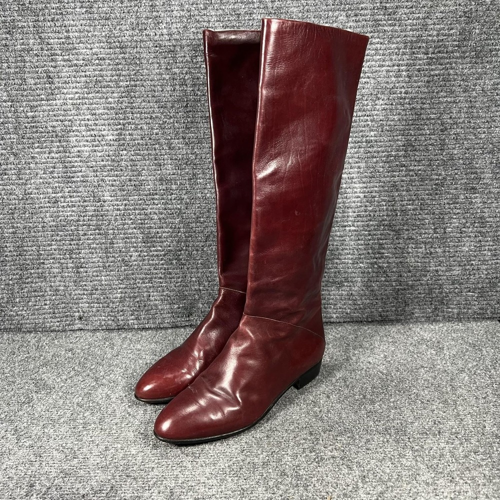 Andrea Carrano Boots Womens Size 5.5‎ 36 Red Leather Knee High Riding Italy